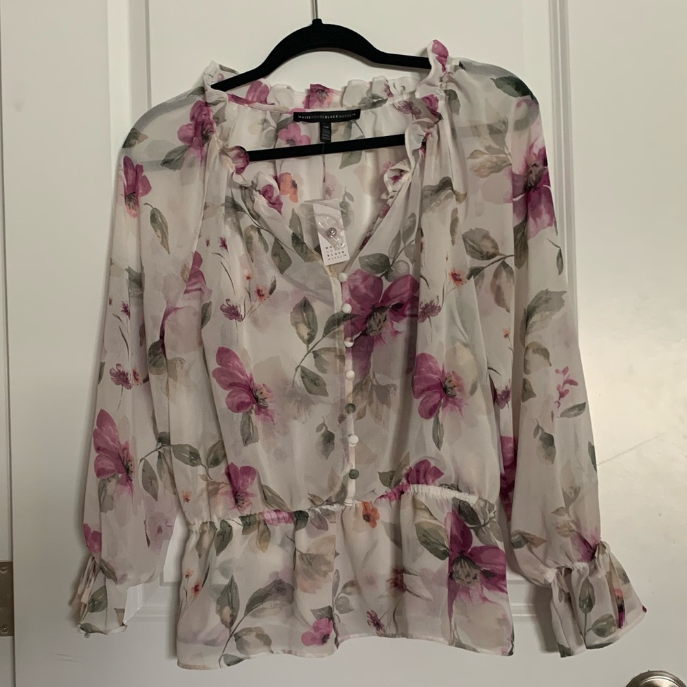 NWT White House Black Market floral blouse